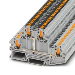 50 pcs - Phoenix Contact PTTBV Series Grey DIN Rail Terminal Block, 4mm², Double-Level, Push In Termination