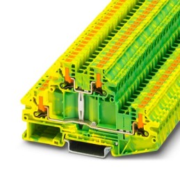50 pcs - Phoenix Contact PTTBV Series Green/Yellow DIN Rail Terminal Block, 4mm², Double-Level, Push In Termination