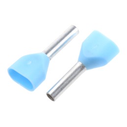 1 Box of 100 - Schneider Electric Bootlace Ferrule, 8mm Pin Length, 2mm Pin Diameter, Blue