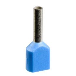 1 Box of 100 - Schneider Electric Bootlace Ferrule, 8mm Pin Length, 2mm Pin Diameter, Blue