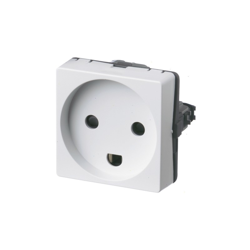 1 pcs - LK White 1 Gang Plug Socket, 10A, Type K - Danish, Indoor Use