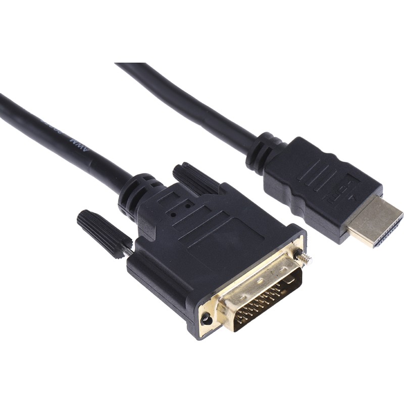 1 pcs - RS PRO 4K Male HDMI to Male DVI-D Single Link Cable, 1m