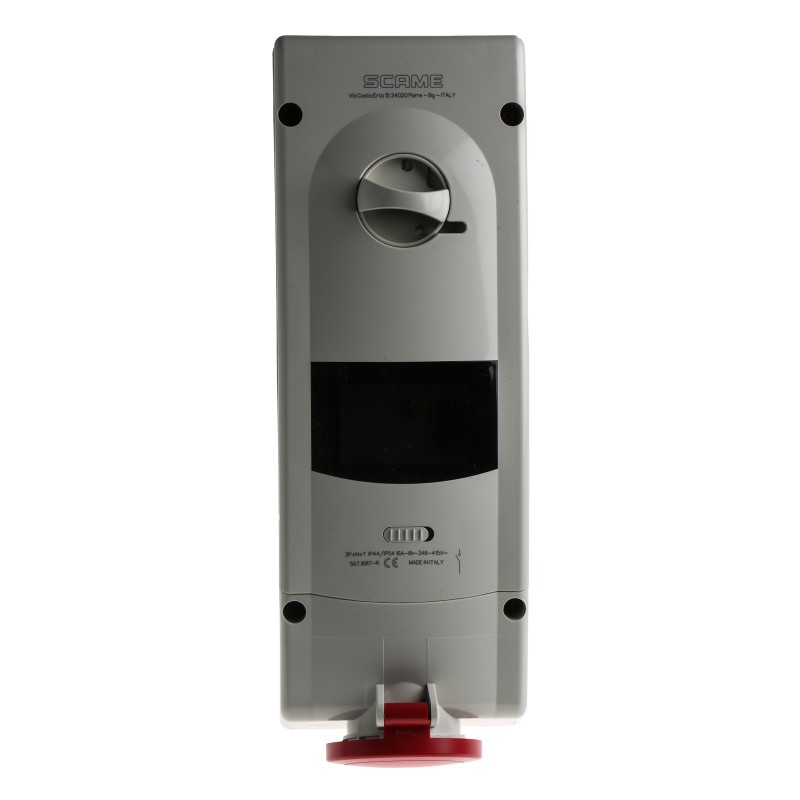 1 pcs - Scame Switchable IP44 Industrial Interlock Socket 3P+N+E, Earthing Position 6h, 16A, 400 V