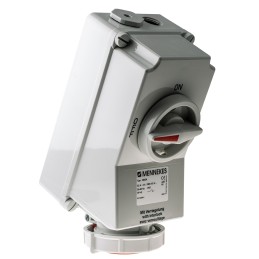 1 pcs - MENNEKES Switchable IP67 Industrial Interlock Socket 3P+E, Earthing Position 6h, 32A, 400 V