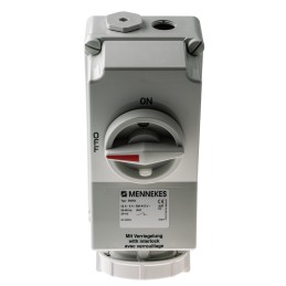 1 pcs - MENNEKES Switchable IP67 Industrial Interlock Socket 3P+E, Earthing Position 6h, 32A, 400 V