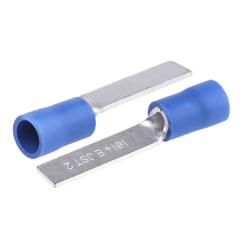 1 Box of 1000 - JST , FV Insulated Crimp Blade Terminal 18.2mm Blade Length, 1mm² to 2.6mm², 16AWG to 14AWG, Blue