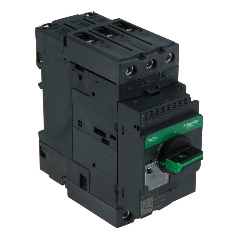 1 pcs - Schneider Electric TeSys Thermal Circuit Breaker - GV3P 3 Pole 690V ac Voltage Rating DIN Rail Mount, 73A Current Rating