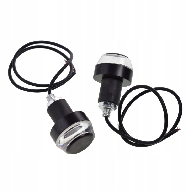 Handlebar ends with blue and yellow moto LEDs