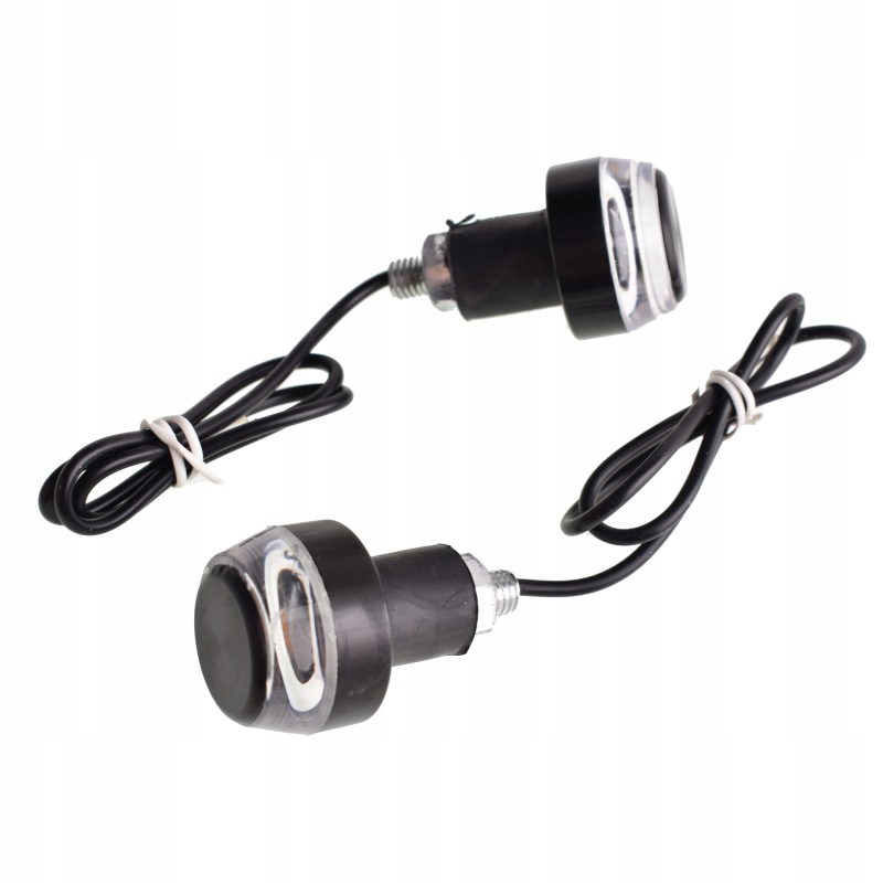Handlebar end weights with white and yellow LEDs