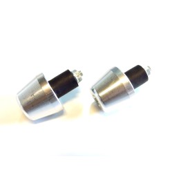 Silver handlebar end for scooter, motorcycle