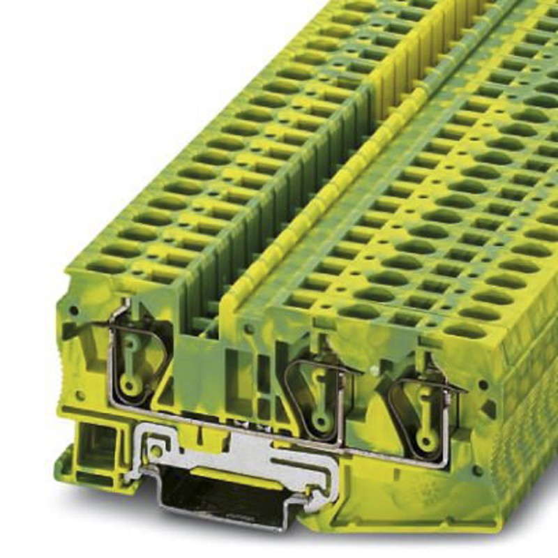 1 pcs - Phoenix Contact ST 6-TWIN-PE Series Green/Yellow Earth Terminal Block, Single-Level, Spring Clamp Termination