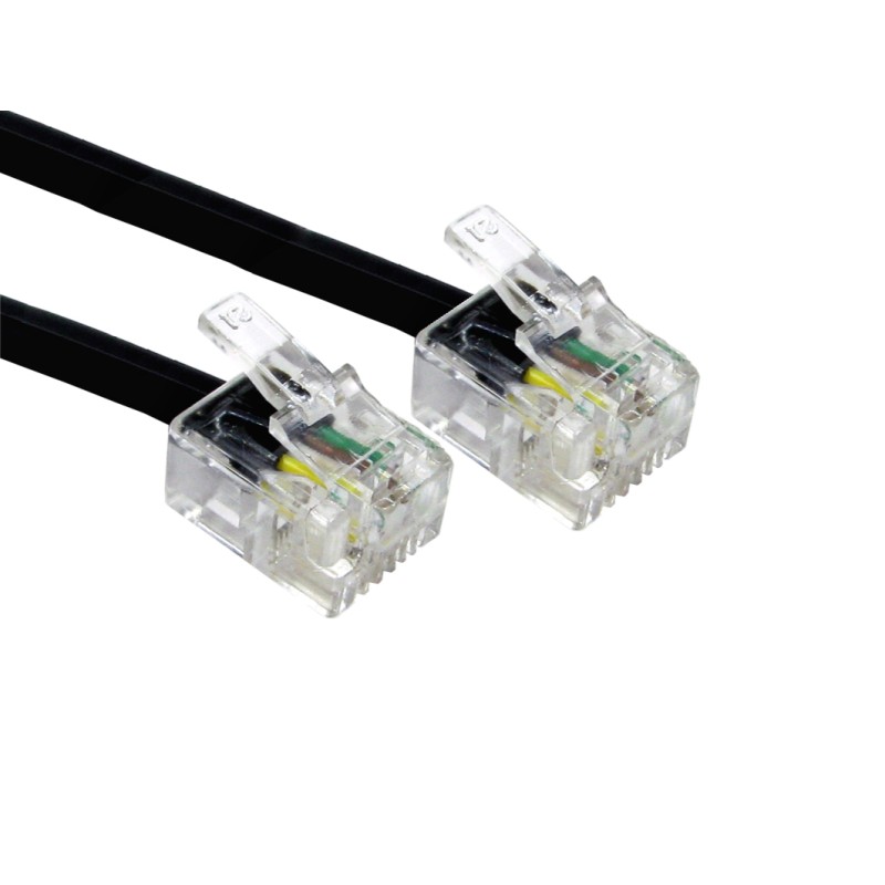1 pcs - RS PRO Male RJ11 to Male RJ11 Telephone Cable, Black Sheath