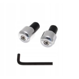 Silver handlebar end for scooter, motorcycle