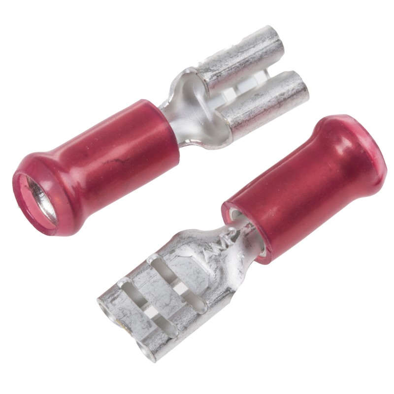 1 Box of 1000 - TE Connectivity PIDG FASTON .187 Red Insulated Female Spade Connector, Receptacle, 4.8 x 0.5mm Tab Size, 0.3mm² 
