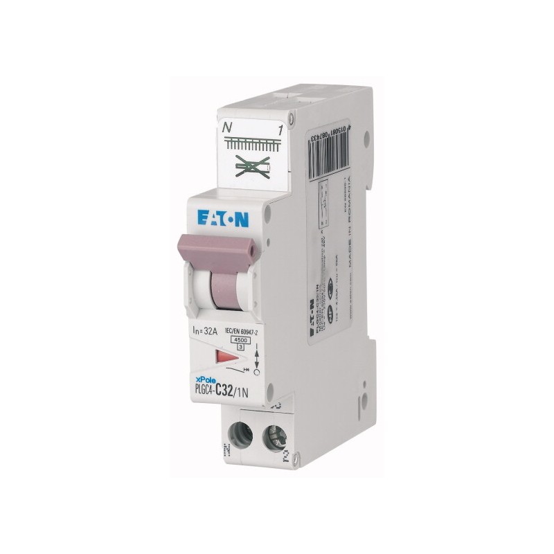 1 pcs - Eaton MCB, 1P+N, 32A Curve C