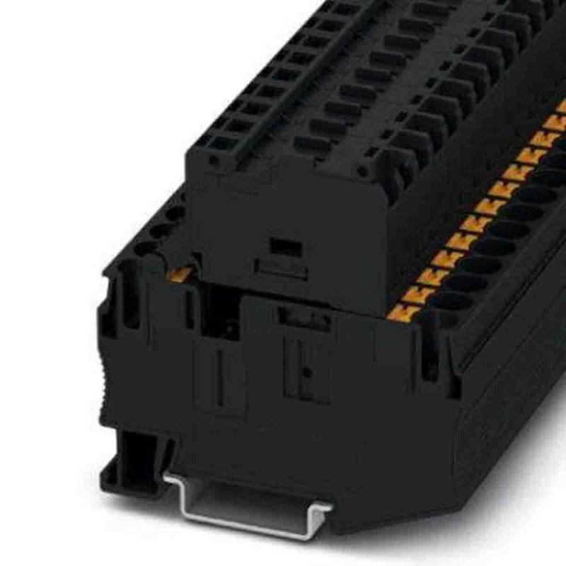 50 pcs - Phoenix Contact PT Series Black Fused DIN Rail Terminal, Single-Level, Fused
