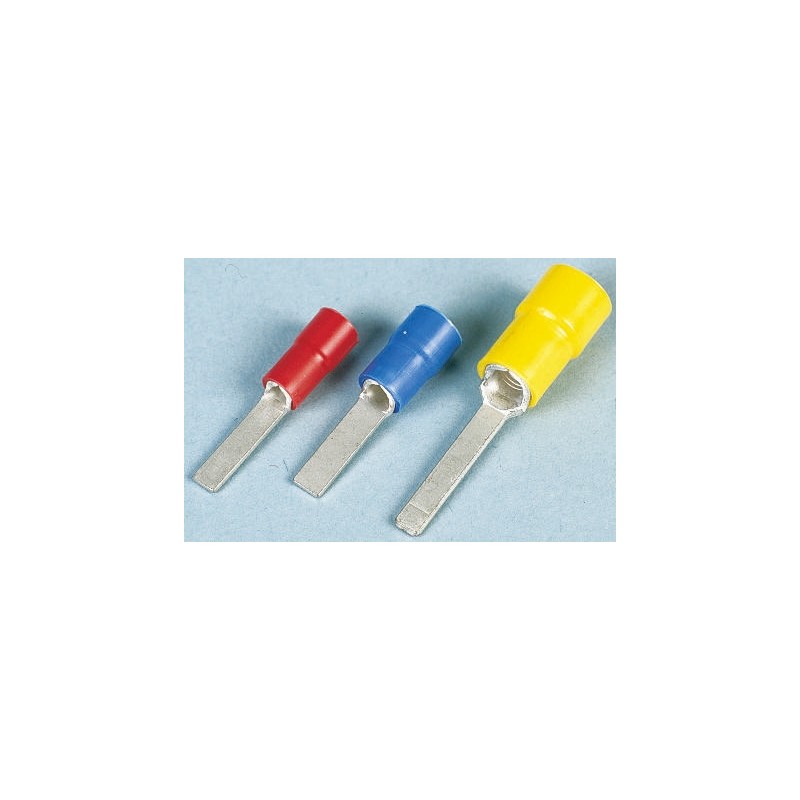 1 Box of 1000 - JST , FV Insulated Crimp Blade Terminal 18mm Blade Length, 1mm² to 2.6mm², 16AWG to 14AWG, Blue