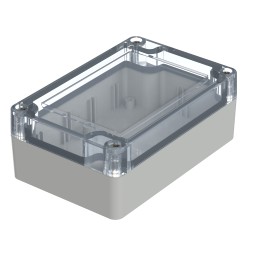 1 pcs - Bopla Euromas X Series Light Grey Polycarbonate Enclosure, IP66, IP68, IK07, Clear Lid, 105 x 70 x 40mm