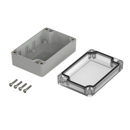 1 pcs - Bopla Euromas X Series Light Grey Polycarbonate Enclosure, IP66, IP68, IK07, Clear Lid, 105 x 70 x 40mm