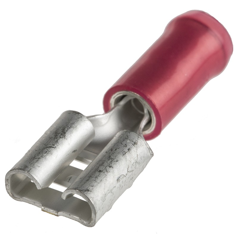 1 Box of 1000 - TE Connectivity PIDG FASTON .250 Red Insulated Female Spade Connector, Receptacle, 6.35 x 0.81mm Tab Size, 0.3mm