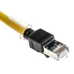 1 pcs - Omron Cat6a Male RJ45 to Male RJ45 Ethernet Cable, FTP, STP, Yellow LSZH Sheath, 0.5m