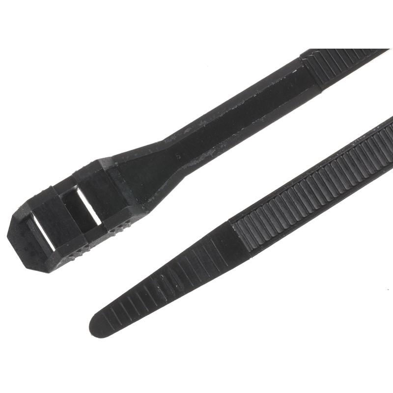 1 Bag of 100 - RS PRO Cable Tie, Double Locking, 265mm x 9 mm, Black Nylon, Pk-100