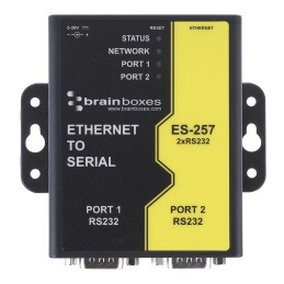 1 pcs - Brainboxes Serial Device Server, 1 Ethernet Port, 2 Serial Port, RS232 Interface, 1Mbit/s Baud Rate