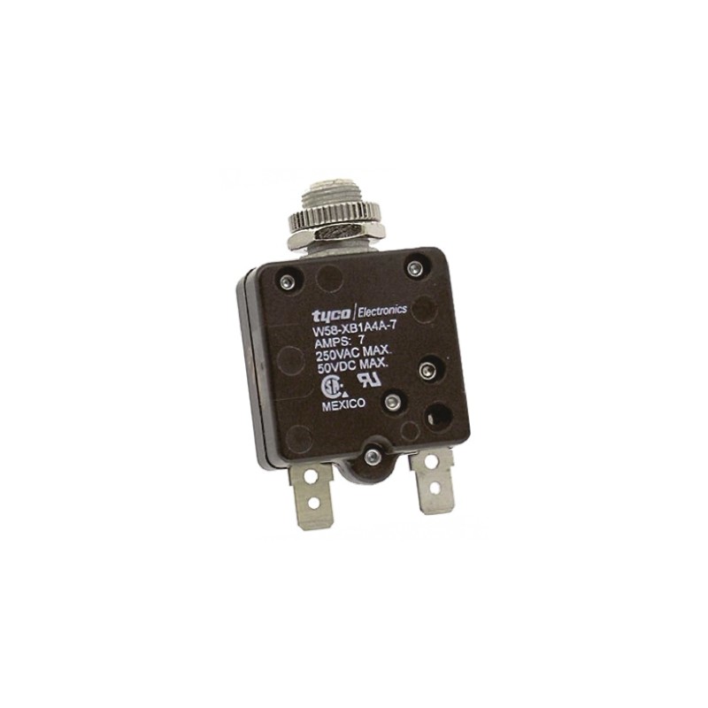 1 pcs - TE Connectivity Thermal Circuit Breaker - W58 Single Pole 50 V dc, 250V ac Voltage Rating, 7A Current Rating
