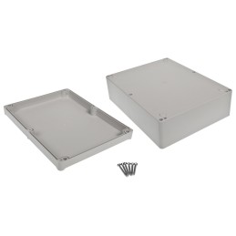 1 pcs - RS PRO Grey ABS Enclosure, IP65, IK09, Grey Lid, 225 x 174.8 x 81.25mm