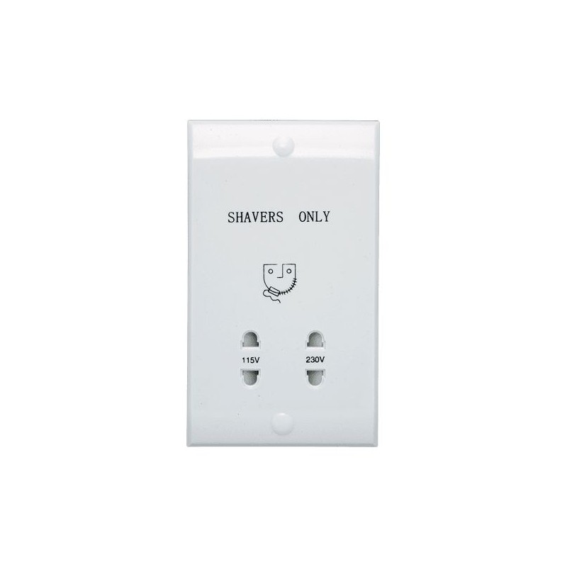 1 Box of 20 - 4lite UK White 2 Gang Shaver Socket, Indoor Use