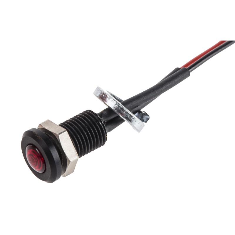 1 pcs - Oxley Red Panel Mount Indicator, 12V ac, 6.4mm Mounting Hole Size, Lead Wires Termination, IP66