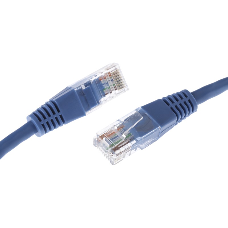 1 pcs - Decelect Cat5e Male RJ45 to Male RJ45 Ethernet Cable, U/UTP, Blue PVC Sheath, 0.5m