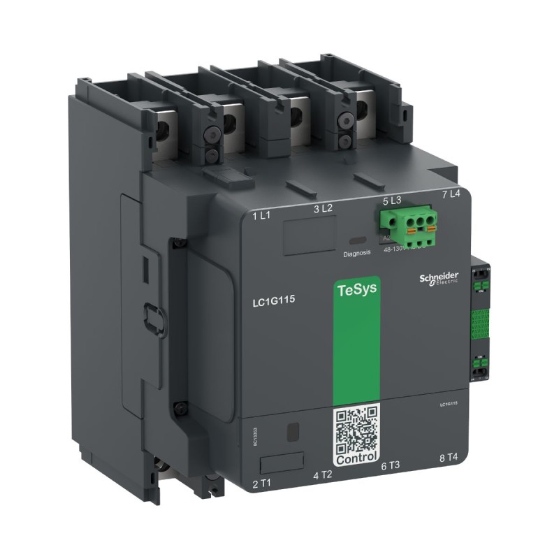1 pcs - Schneider Electric LC1G225 Series Contactor, 48 - 130 V ac/dc Coil, 4-Pole, 330 A, 1 NO + 1 NC