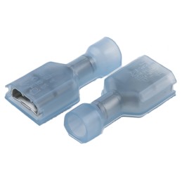 50 pcs - TE Connectivity Ultra-Fast .250 Blue Insulated Female Spade Connector, Receptacle, 6.35 x 0.81mm Tab Size, 1.3mm² to