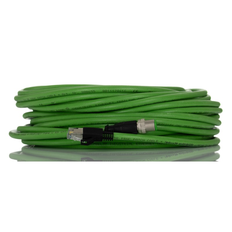 1 pcs - Turck Cat5e Straight Male M12 to Straight Male RJ45 Ethernet Cable, Aluminium foil with a braided tin-plated copper