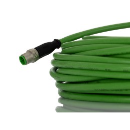 1 pcs - Turck Cat5e Straight Male M12 to Straight Male RJ45 Ethernet Cable, Aluminium foil with a braided tin-plated copper