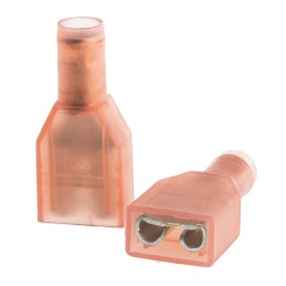 500 pcs - TE Connectivity PIDG FASTON .250 Red Insulated Female Spade Connector, Receptacle, 6.35 x 0.81mm Tab Size, 0.3mm² to
