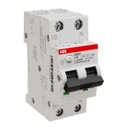 1 pcs - ABB RCBO, 16A Current Rating, 2P Poles, 30mA Trip Sensitivity, Type C, System Pro M Compact Range