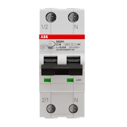 1 pcs - ABB RCBO, 16A Current Rating, 2P Poles, 30mA Trip Sensitivity, Type C, System Pro M Compact Range