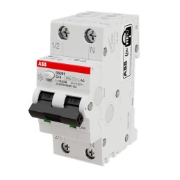 1 pcs - ABB RCBO, 16A Current Rating, 2P Poles, 30mA Trip Sensitivity, Type C, System Pro M Compact Range