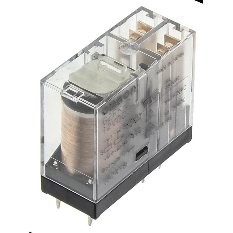 1 pcs - Omron PCB Mount Latching Power Relay, 12V dc Coil, 5A Switching Current, DPDT