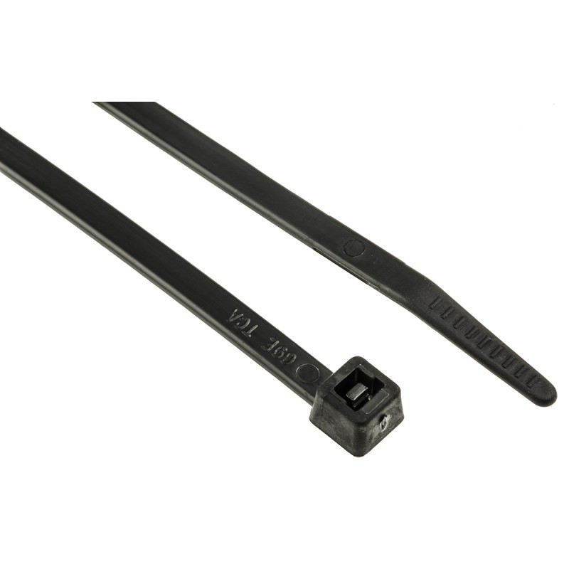 1 Bag of 100 - HellermannTyton Cable Tie, Inside Serrated, 245mm x 4.6 mm, Black Polyamide 6.6 (PA66), Pk-100