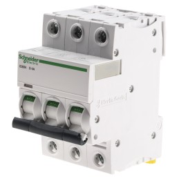 1 pcs - Schneider Electric Acti 9 iC60H MCB, 3P, 4A Curve D, 440V AC, 100 - 133V DC, 10 kA Breaking Capacity
