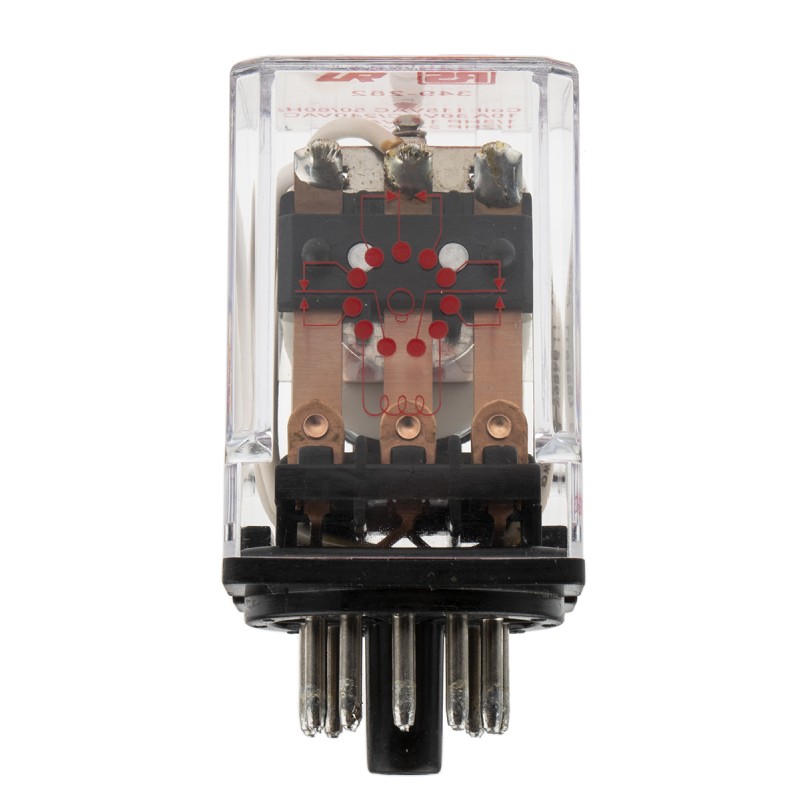1 pcs - RS PRO Plug In Power Relay, 115V ac Coil, 10A Switching Current, 3PDT
