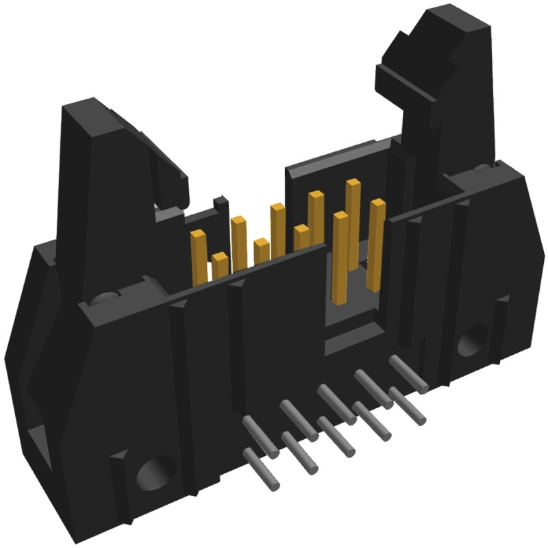 1 pcs - TE Connectivity AMP-LATCH Series Right Angle Through Hole PCB Header, 10 Contact(s), 2.54mm Pitch, 2 Row(s), Shrouded