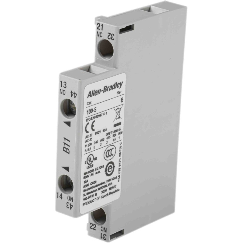 1 pcs - Allen Bradley Auxiliary Contact, 2 Contact, 1NC + 1NO, Side Mount