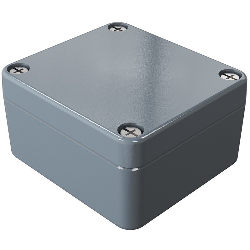 1 pcs - Rose Aluminium Standard Series Grey Die Cast Aluminium Enclosure, IP66, IK09, Grey Lid, 64 x 58 x 34mm