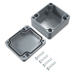1 pcs - Rose Aluminium Standard Series Grey Die Cast Aluminium Enclosure, IP66, IK09, Grey Lid, 64 x 58 x 34mm
