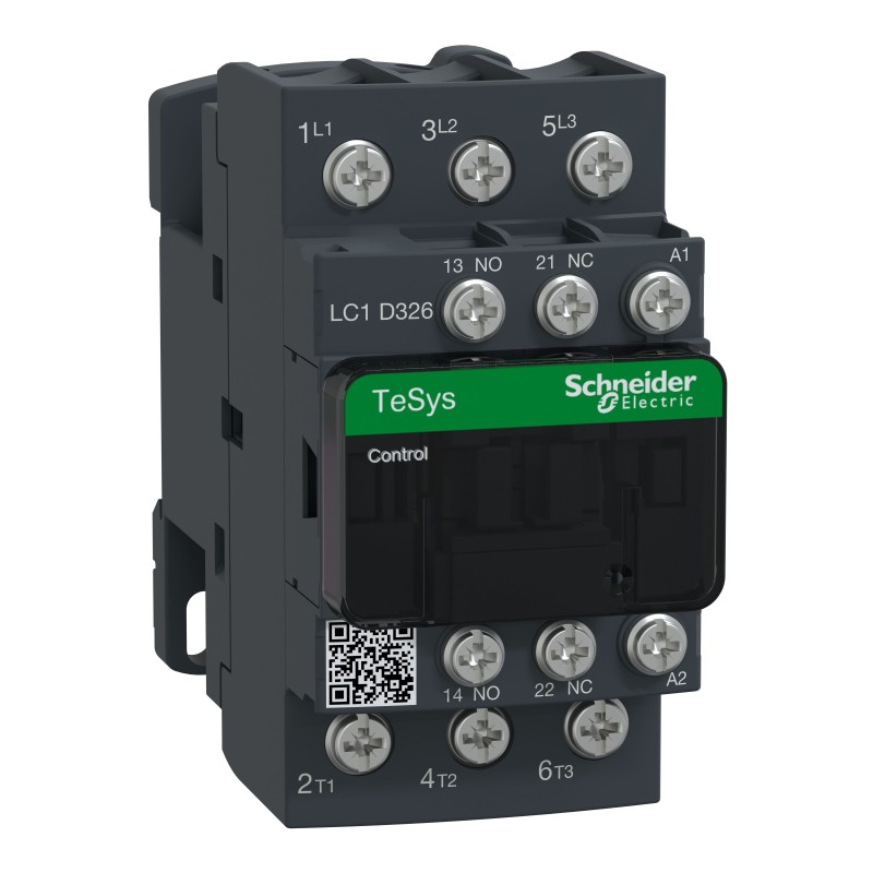 1 pcs - Schneider Electric LC1D Series Contactor, 24 V ac Coil, 3-Pole, 50 A, 18.5 kW, 3NO, 300 V dc, 690 V ac