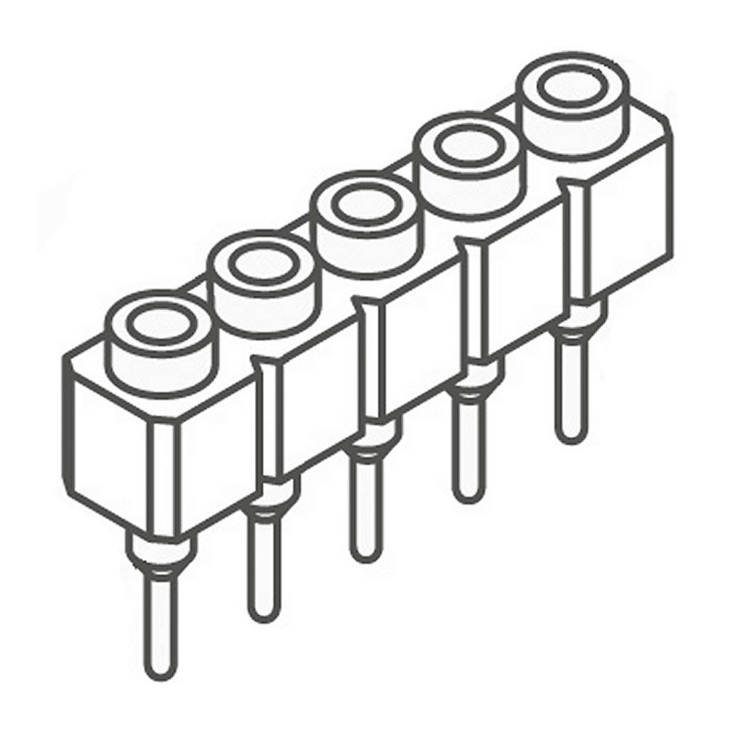 1 pcs - Samtec SS Series Straight Through Hole Mount PCB Socket, 5-Contact, 1-Row, 2.54mm Pitch, Solder Termination
